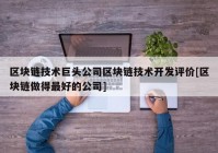 区块链技术巨头公司区块链技术开发评价[区块链做得最好的公司]